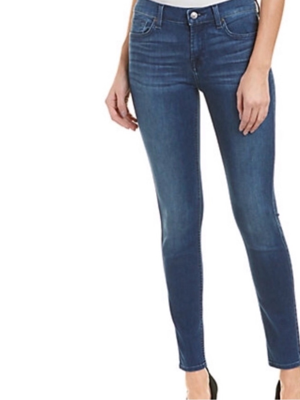 7 For All Mankind Gwenevere Women Blue Ankle Skinny Jeans Mid Rise Stretch Denim